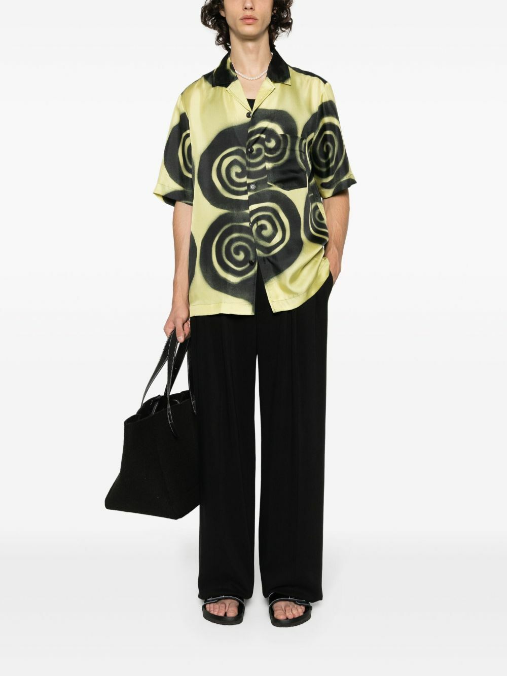 Nanushka Yellow Graphic-Print Silk Shirt