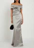 Talbot Runhof Gathered Satin Gown Grey