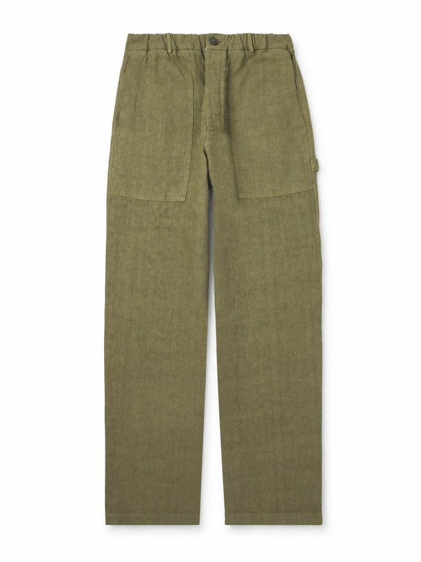 Photo: Federico Curradi - Wide-Leg Linen Trousers - Green