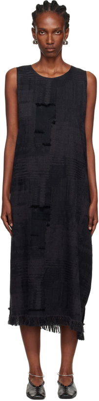 Photo: Y's Black O-Asymmetry Sleeveless Midi Dress