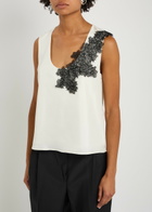 Rohe Lace-embellished Silk top Cream