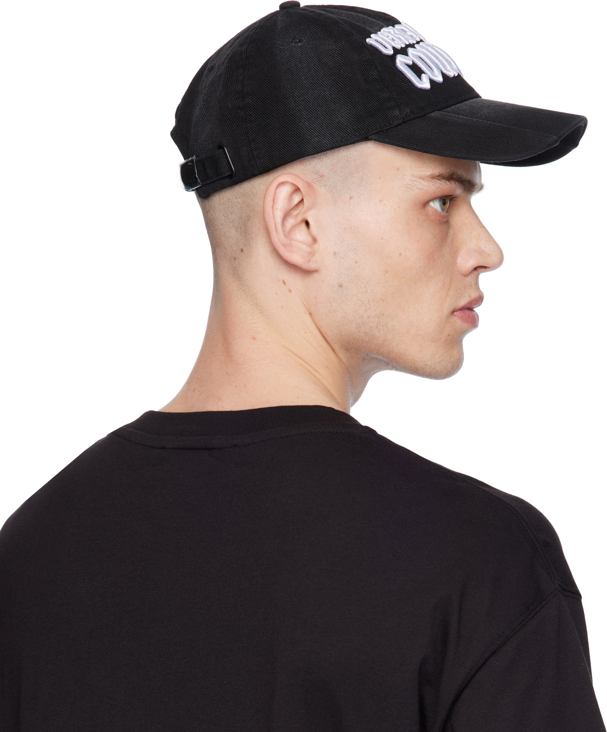 Versace Jeans Couture Black Gothic Embroidered Logo Cap Versace
