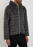 Our Legacy Hooded Checked Brushed Knit Jumper Plum