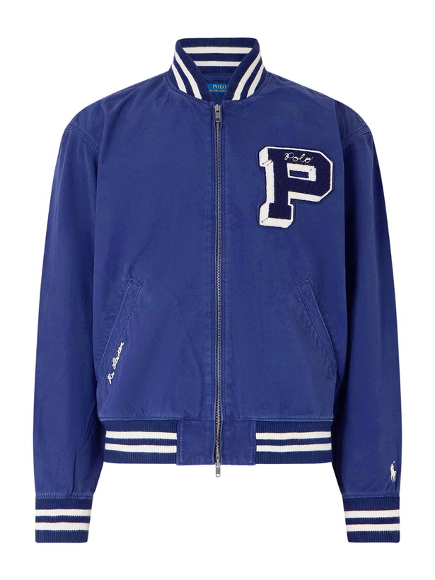 Photo: Polo Ralph Lauren - Logo-Appliquéd Cotton Bomber Jacket - Blue