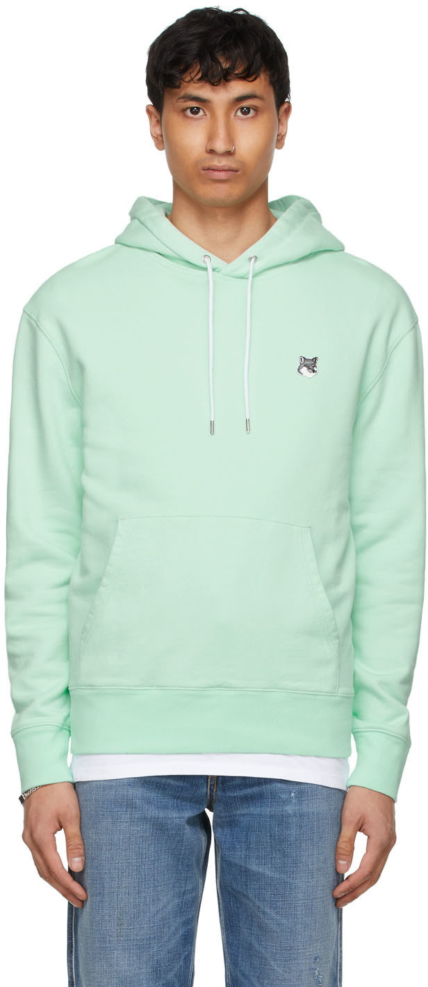 Maison Kitsuné Green & Grey Fox Head Patch Classic Hoodie Maison