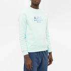 A.P.C. Men's Paolo Multicolour Logo Crew Sweat in Pale Green