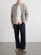 Eleventy - Wool and Cashmere-Blend Herringbone Bomber Jacket - Neutrals
