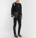 Versace - Logo-Detailed Full-Grain Leather Pouch - Men - Black