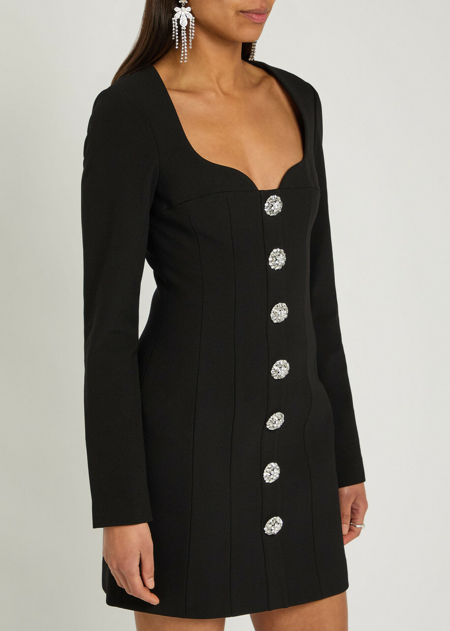 Rebecca Vallance Annaleigh Crystal-embellished Crepe Mini Dress Black