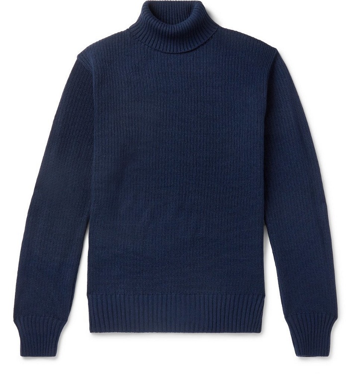 Photo: Blue Blue Japan - Knitted Rollneck Sweater - Navy