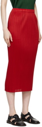 PLEATS PLEASE ISSEY MIYAKE Red New Colorful Basics 3 Midi Skirt