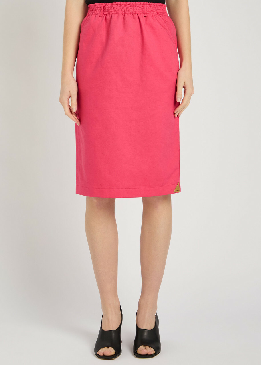 Chloe Gabardine Cotton and Linen-blend Skirt Pink