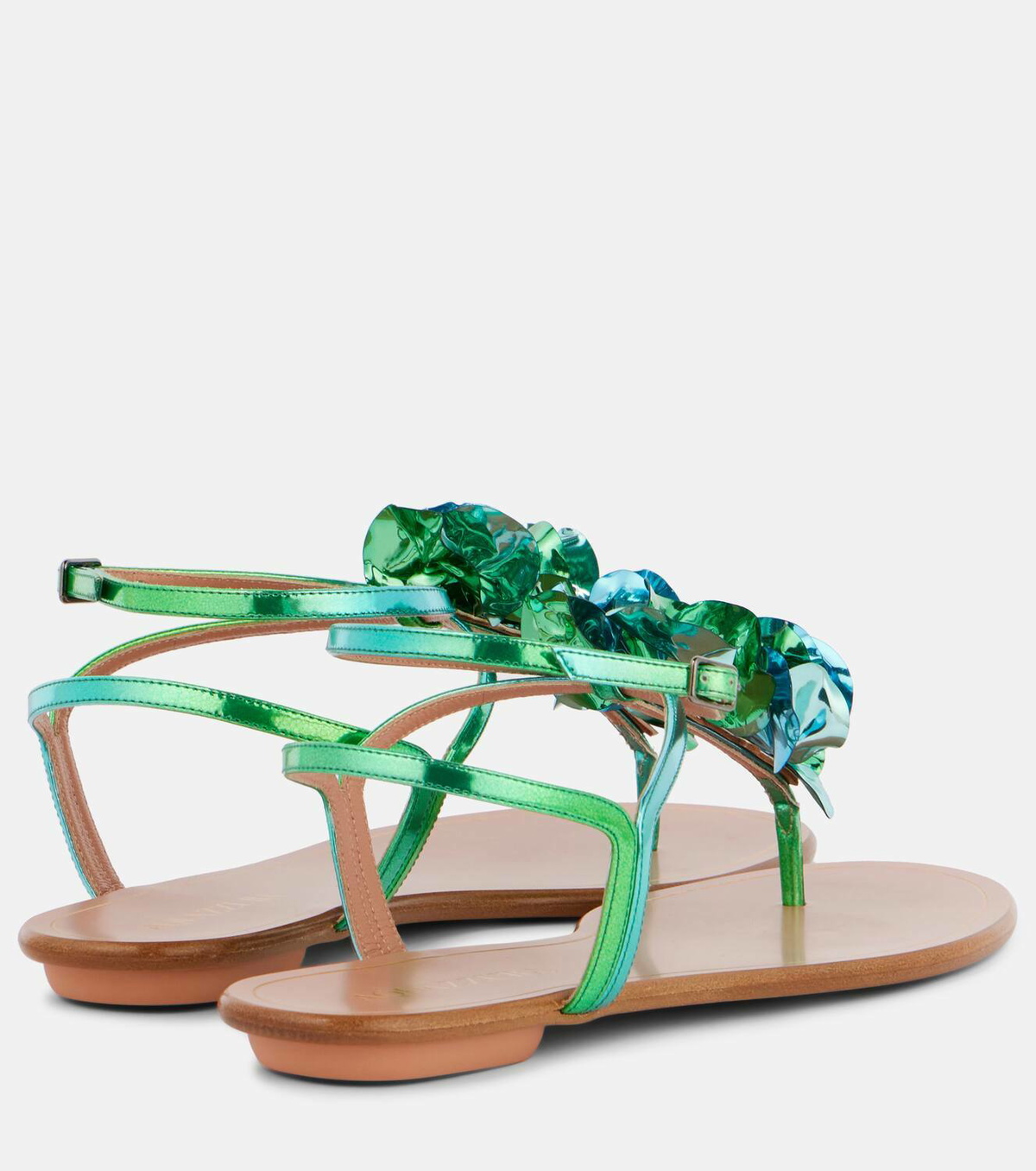 Aquazzura Summer Sun metallic leather thong sandals