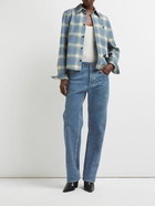 BOTTEGA VENETA - Denim Print Leather Mid-rise Pants