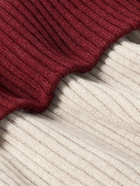 Brunello Cucinelli - Two-Tone Ribbed Cashmere Beanie - Neutrals