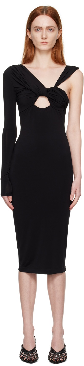 Photo: Nensi Dojaka Black Single-Shoulder Midi Dress