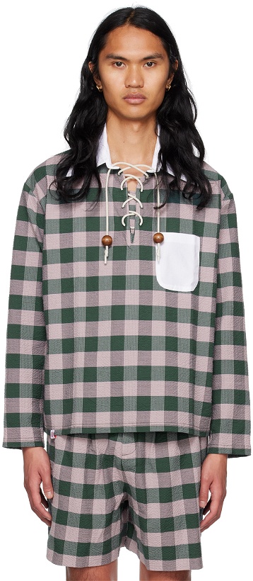 Photo: Charles Jeffrey Loverboy Green & Pink Rugby Polo