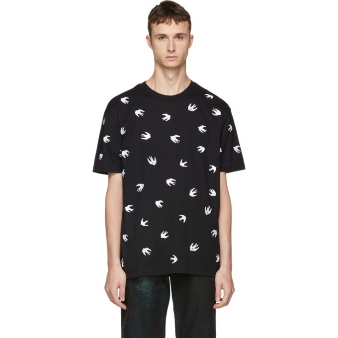 Photo: McQ Alexander McQueen Black Embroidered Swallow T-Shirt