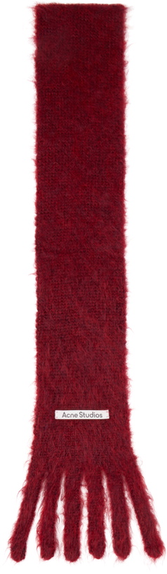 Photo: Acne Studios Red Skinny Logo Scarf