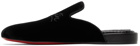 Christian Louboutin Black Velvet Navy Coolito Slippers