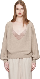 Baserange Beige Soar V Neck Sweater