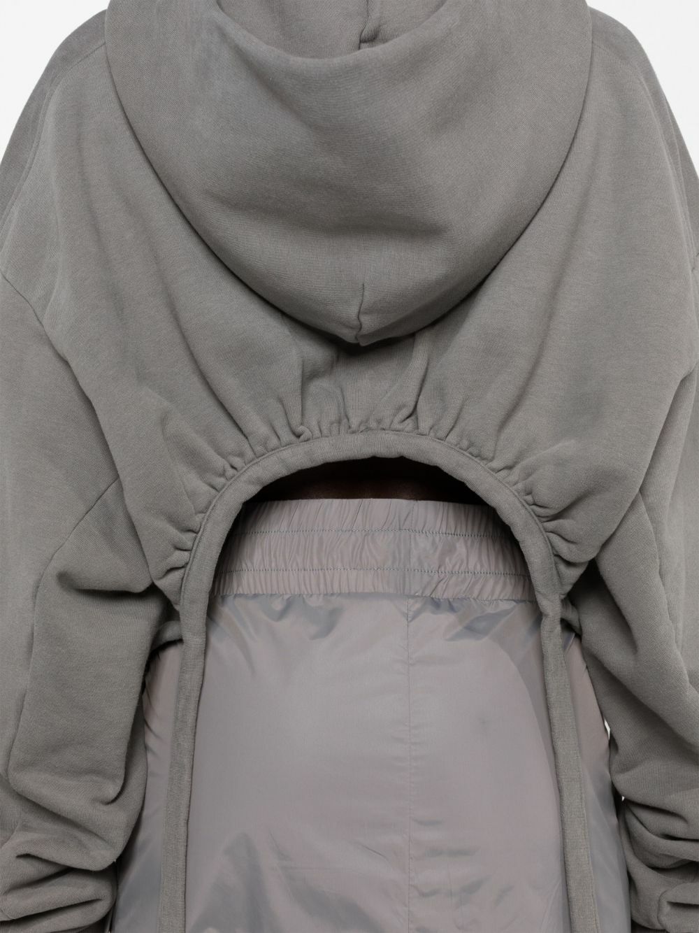 Jade Cropper Grey Logo-Print Asymmetric Hoodie