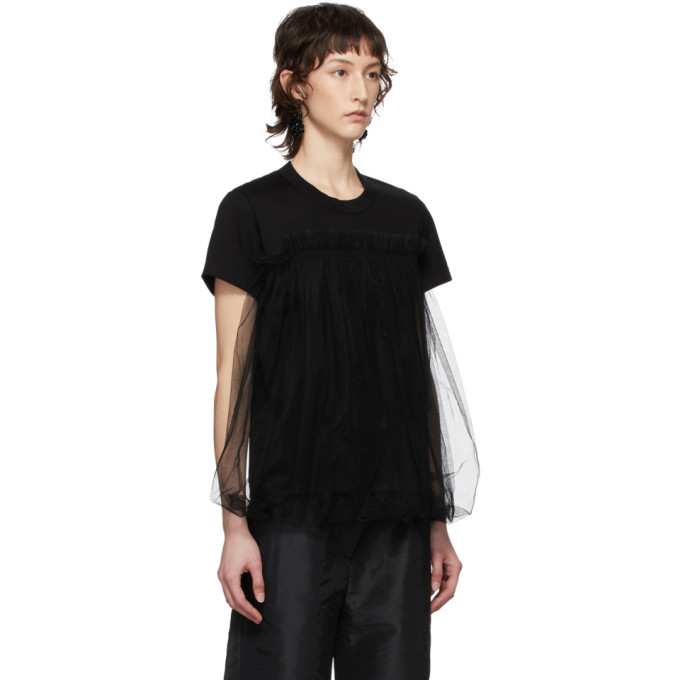 T shirt en tulle noir new arrivals