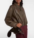 Loewe Platypus Mini leather-trimmed shearling shoulder bag