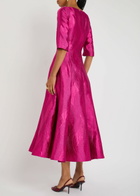 Talbot Runhof Patterned-jacquard Woven Midi Dress Pink