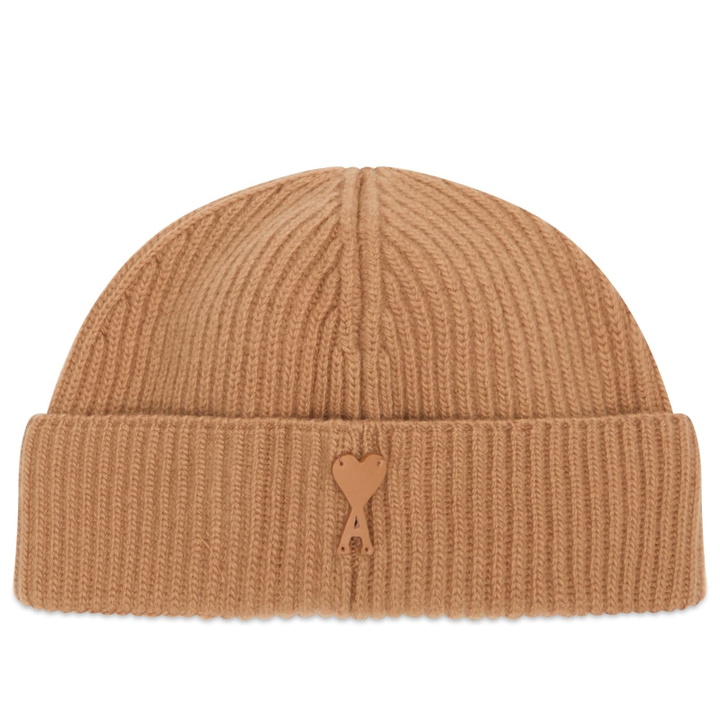 Photo: AMI Paris Men's Ami Merino Wool Beanie in Camel 