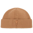 AMI Paris Men's Ami Merino Wool Beanie in Camel 