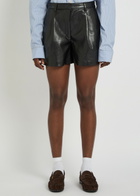 Anine Bing Trent Leather-blend Shorts Black
