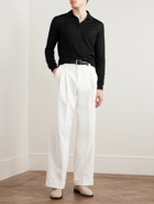 Saman Amel - Slim-Fit Cashmere and Silk-Blend Polo Shirt - Black