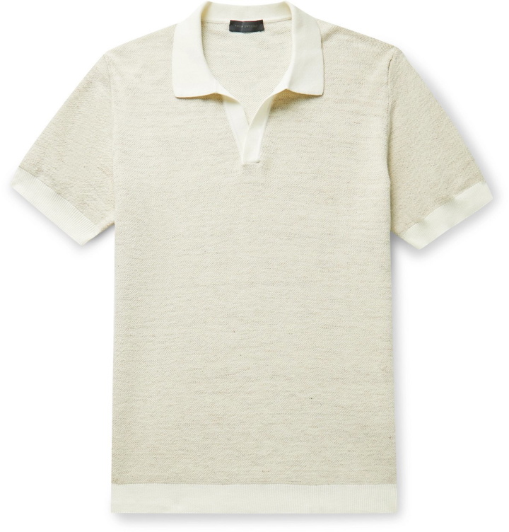 Photo: Thom Sweeney - Mélange Cotton and Linen-Blend Polo Shirt - Neutrals