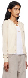 Maison Kitsuné Beige Double Bold Fox Head Patch Regular Cardigan