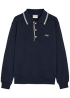 DRÔLE DE Monsieur Le Polo Drôle Logo-embroidered Cotton Polo Jumper Navy