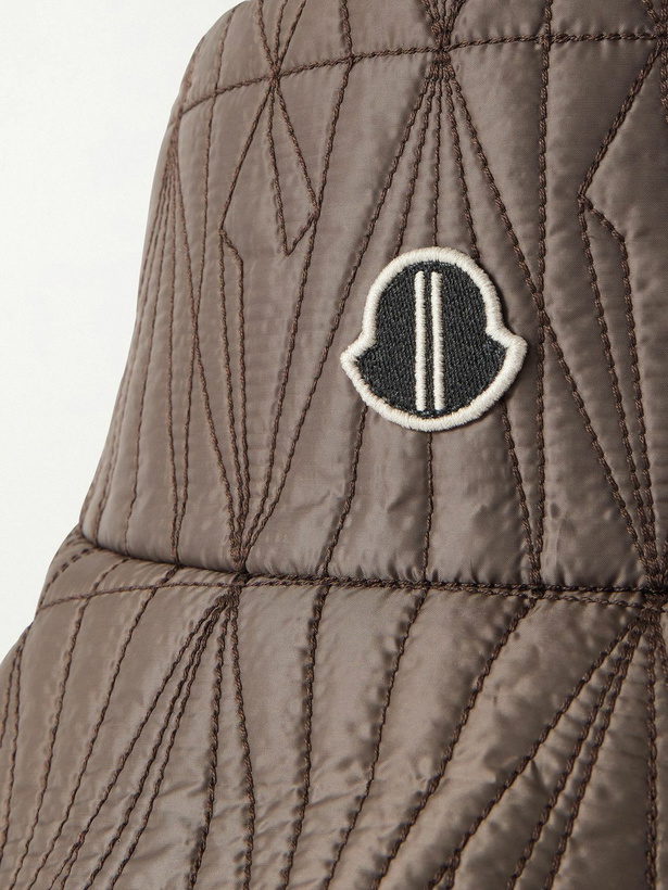 Photo: Rick Owens - Moncler Logo-Appliquéd Padded Quilted Shell Bucket Hat - Brown
