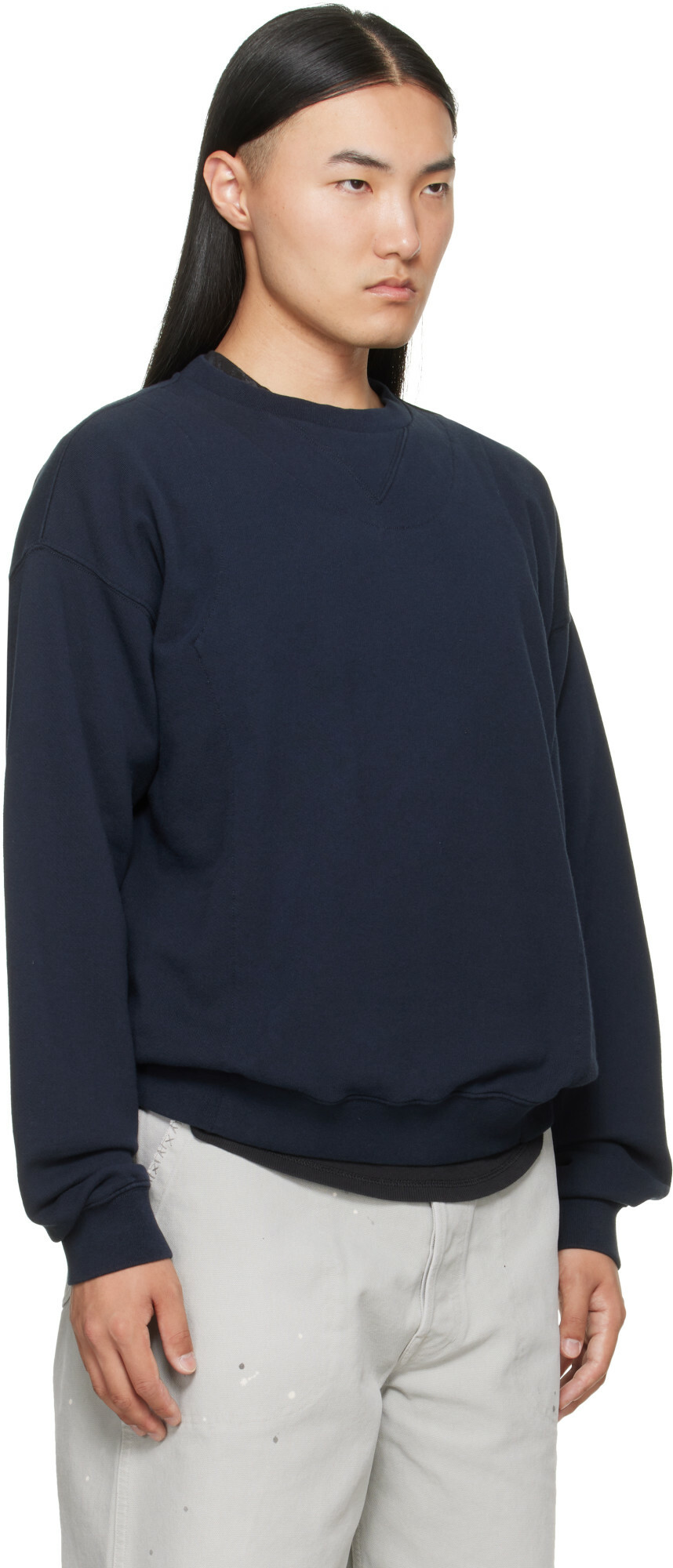 Maison Margiela Navy Double-Layer Cotton Sweatshirt