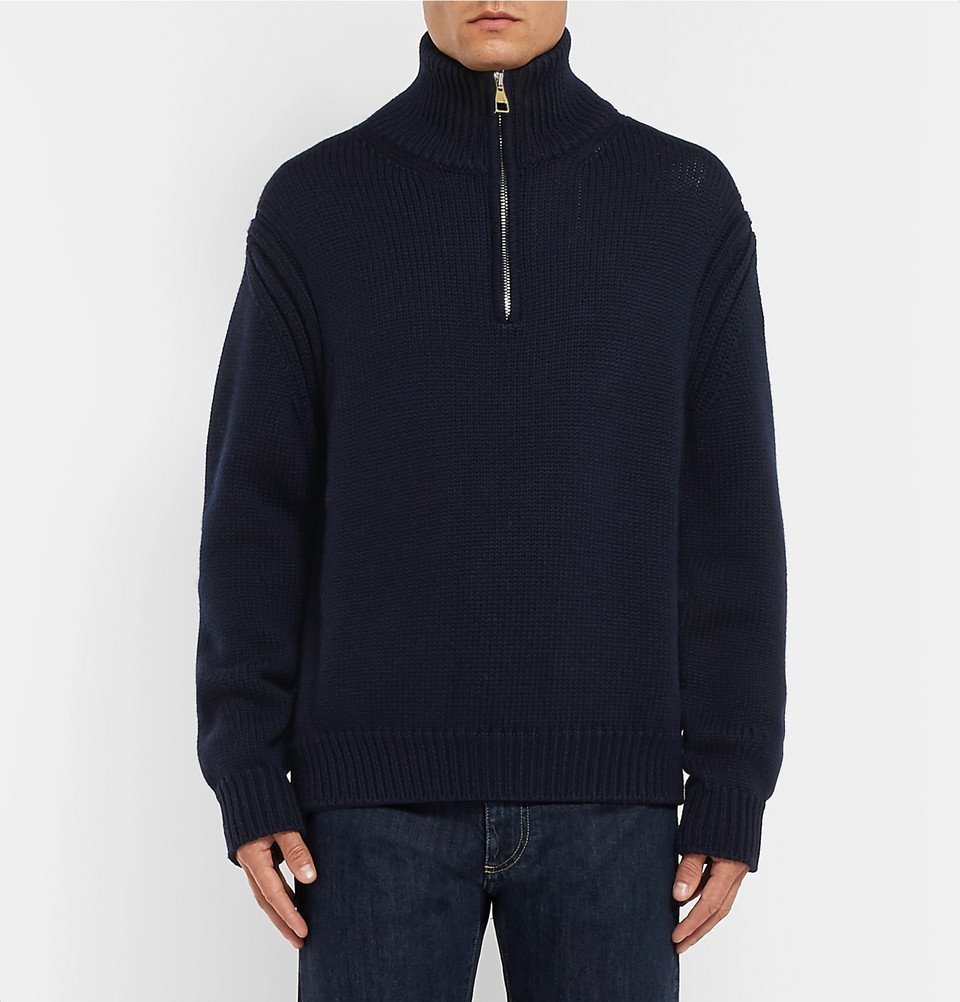 Dunhill - Wool Half-Zip Sweater - Men - Navy Dunhill