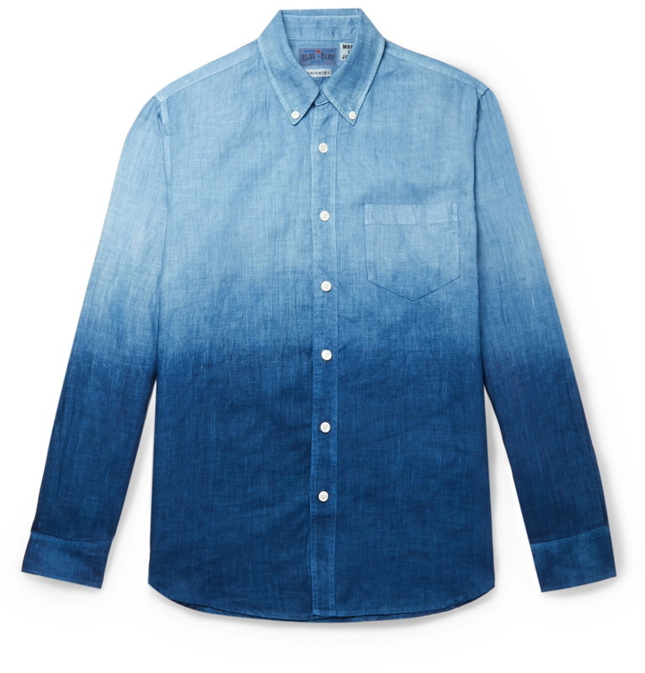 Photo: Blue Blue Japan - Slim-Fit Indigo-Dyed Two-Tone Linen-Chambray Shirt - Blue