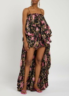 Chloe Draped Floral-printed Silk-blend Jumpsuit Black