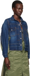 sacai Blue Nylon Twill Denim Jacket