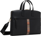 Paul Smith Black Leather 'Signature Stripe' Trim Folio Briefcase