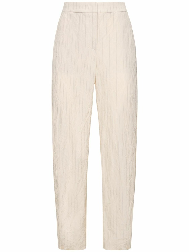 Photo: GIORGIO ARMANI Cotton Blend Striped High Rise Pants