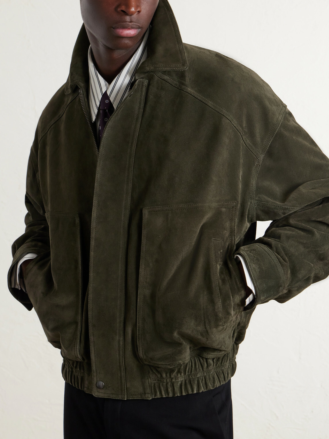 SAINT LAURENT - Suede Blouson Jacket - Green