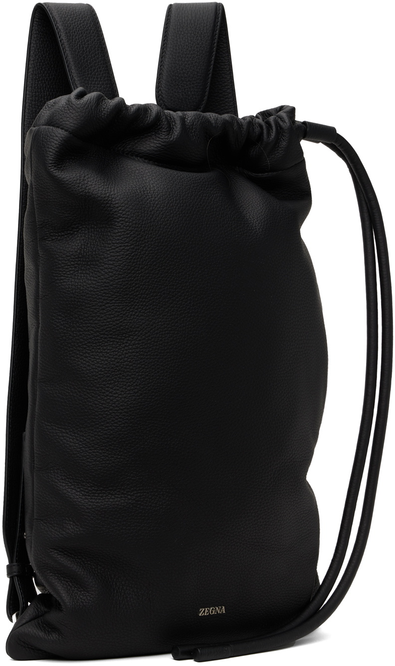 ZEGNA Black Drawstring Backpack Zegna