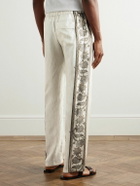 Etro - Slim-Fit Straight-Leg Printed Silk-Twill Trousers - Neutrals