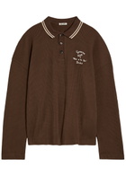 Bode Geneva Logo-embroidered Waffle Polo Shirt Dark Brown