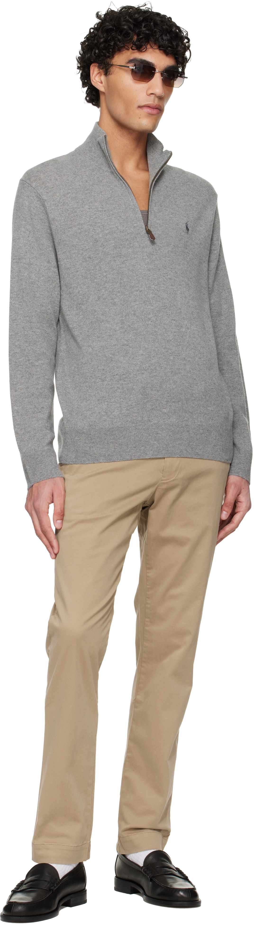 Polo Ralph Lauren Gray Wool Quarter Zip Sweater