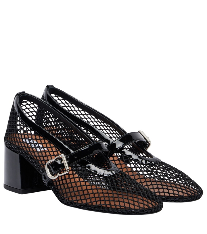 Photo: Alaïa Fishnet leather-trimmed Mary Jane pumps